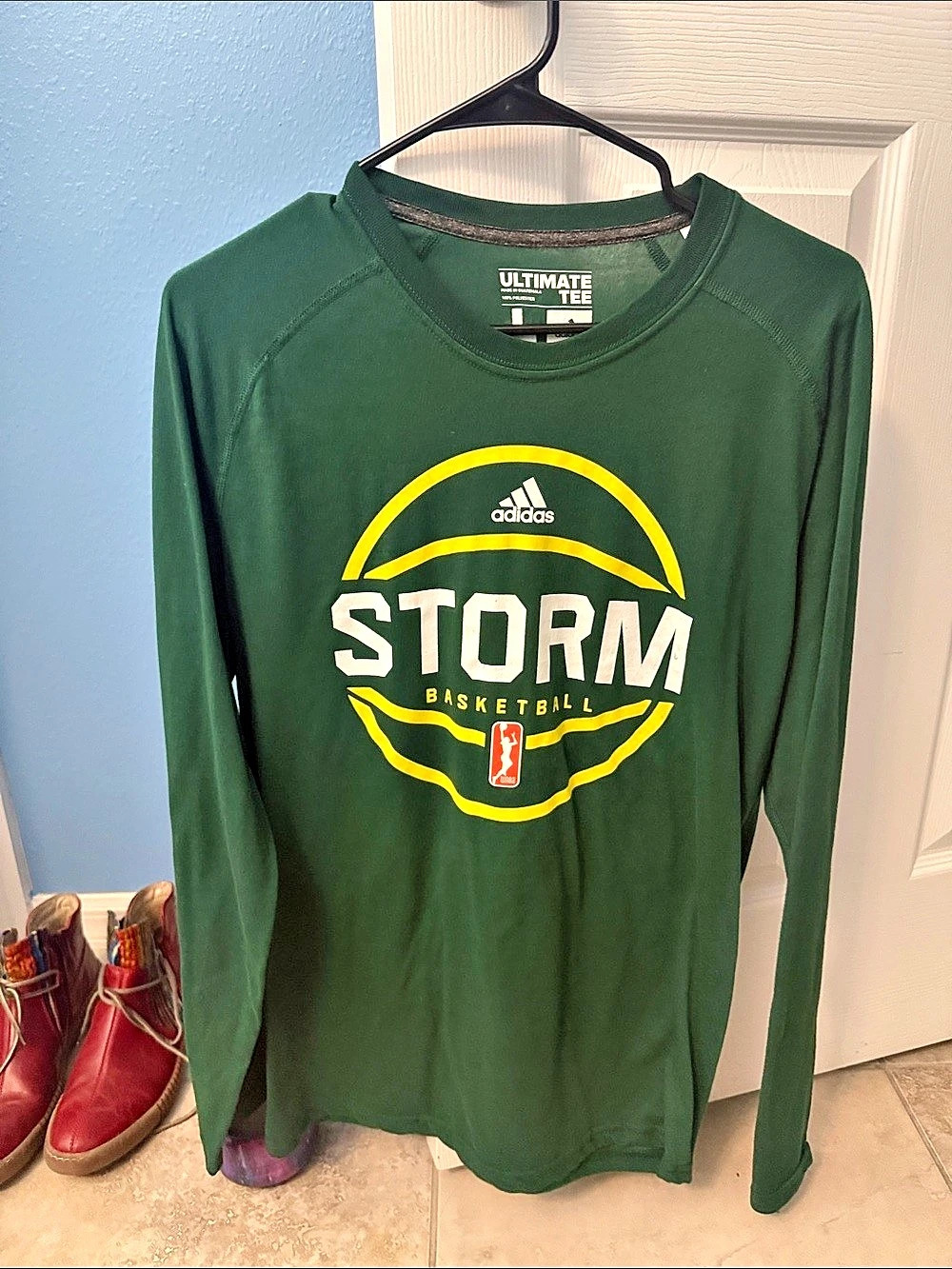 adidas Ultimate Tee WNBA Storm basketball shirt Unisex Green Yellow Size Large